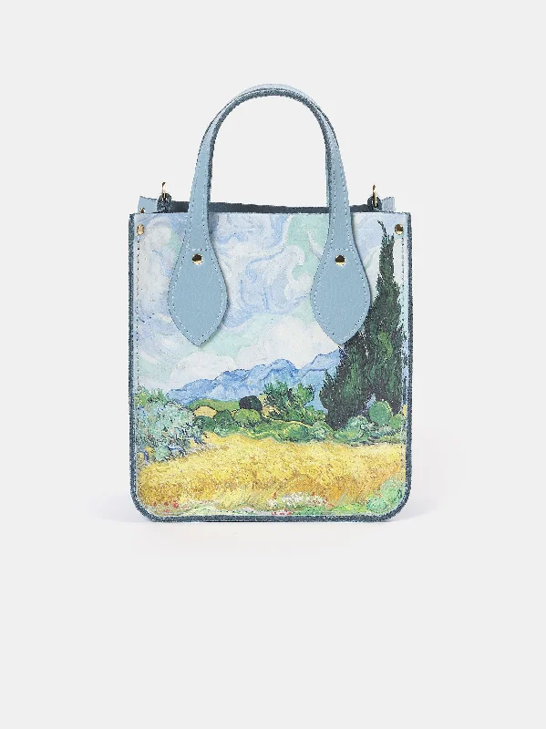 Women's Tote Bag with Detachable Pouch in Purple for Added ConvenienceThe Mini Tote - Delphinium with A Wheatfield