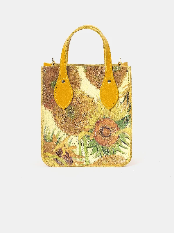 Tote Bag with Adjustable Shoulder Strap in Olive Green for Comfortable CarryingThe Mini Tote - Mustard with Sunflowers