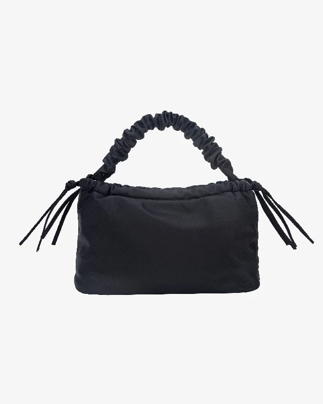 Women's Shoulder Bag with Fringe Details in Brown for a Bohemian StyleARCADIA TWILL - Black