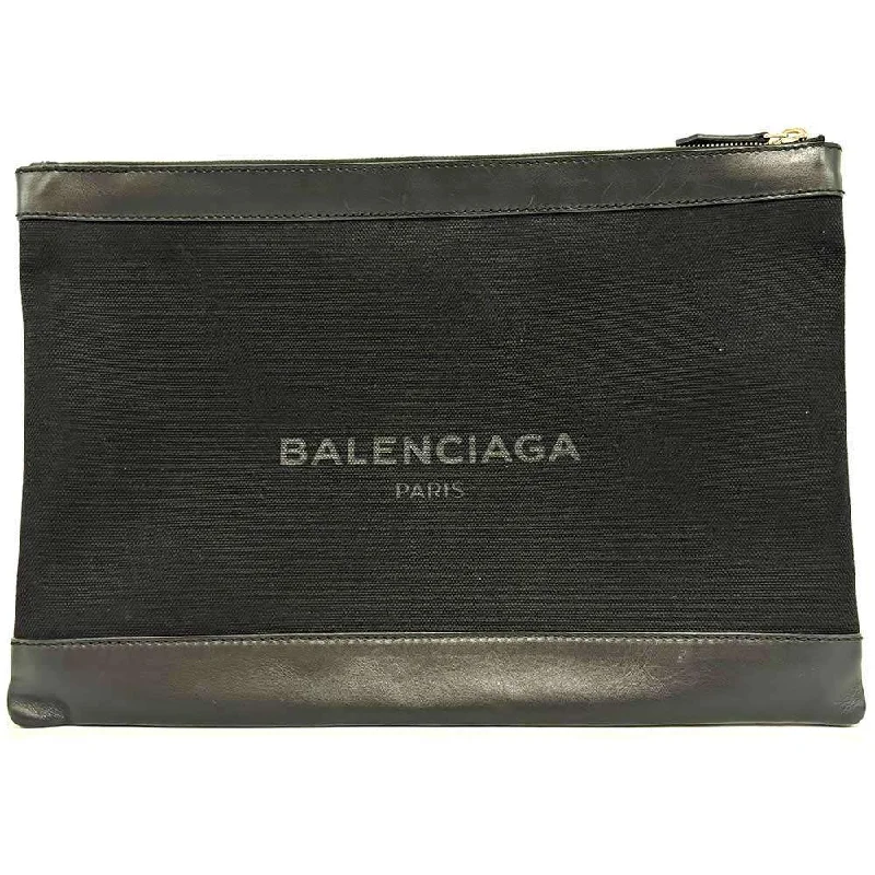Women's Monogrammed Leather Clutch in Tan for Personalized StyleBalenciaga Canvas Navy Clip L Clutch Bag