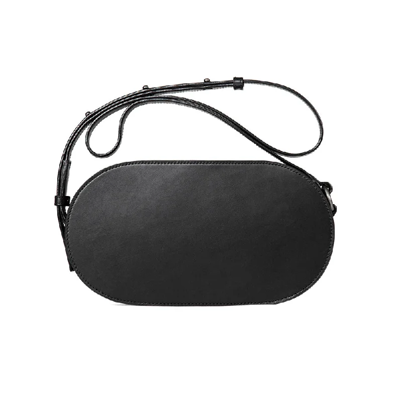 Vegan Leather Shoulder Bag in Gray for Ethical Fashion LoversBlack Nume Oval Shoulder