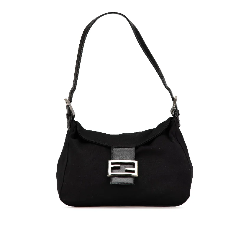 Canvas and Leather Combo Shoulder Bag in Tan for a Rustic LookBlack Fendi Neoprene Double Flap Shoulder Bag
