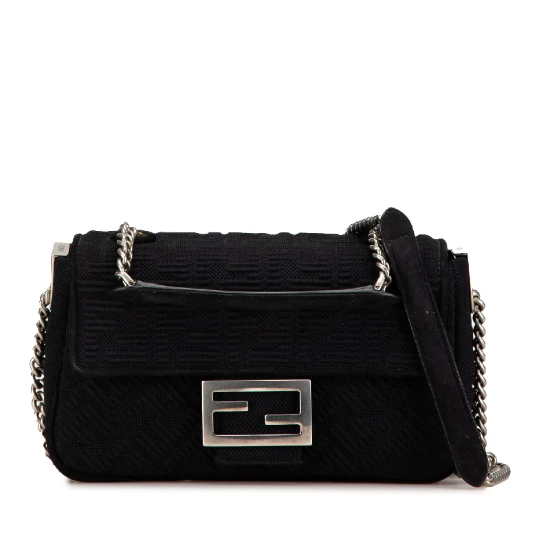 Pvc Shoulder Bag in Clear with Glitter for a Fun and Modern LookBlack Fendi Zucca Canvas Chain Midi Baguette Shoulder Bag