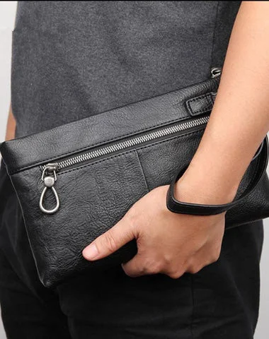 Women's Lizard - Print Clutch in Brown for a Chic LookBLACK MENS LEATHER Yellow SLIM ZIPPER CLUTCH WRISTLET PURSE BAG CLUTCH BAG FOR MEN