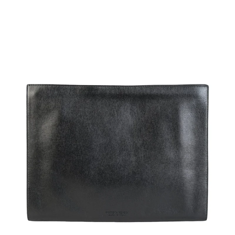 Leather Clutch with Chain Strap in Black for Cocktail PartiesBottega Veneta Leather Document Case Wristlet
