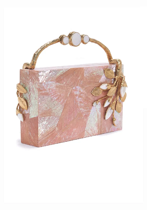Floral - Printed Satin Clutch in Pink for Spring GalasBRANCUSE