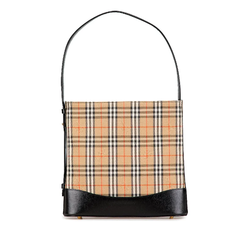 Women's Shoulder Bag with Faux Fur Strap in White for Winter StyleBrown Burberry Haymarket Check Shoulder Bag