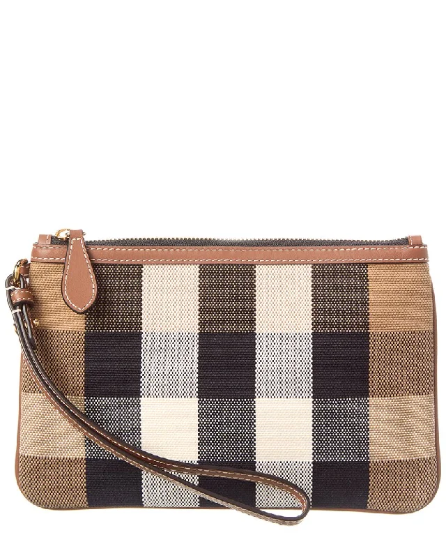 Leather Clutch with Chain Strap in Black for Cocktail PartiesBurberry Check Canvas & Leather Pouch