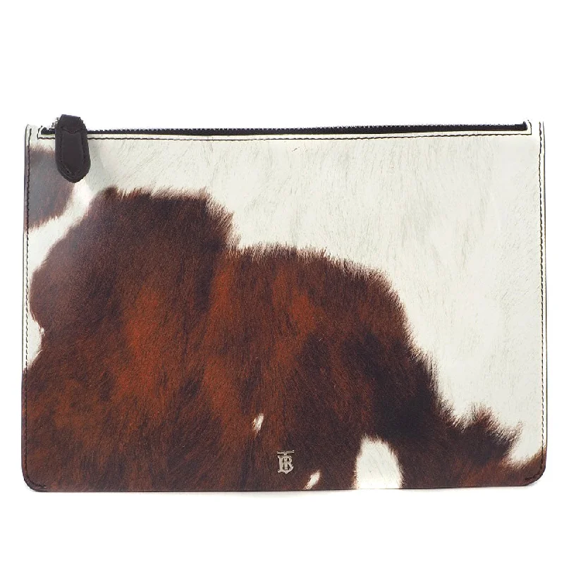 Women's Faux Fur Clutch in White for Winter BallsBurberry  Leather Clutch Bag (Pre-Owned)