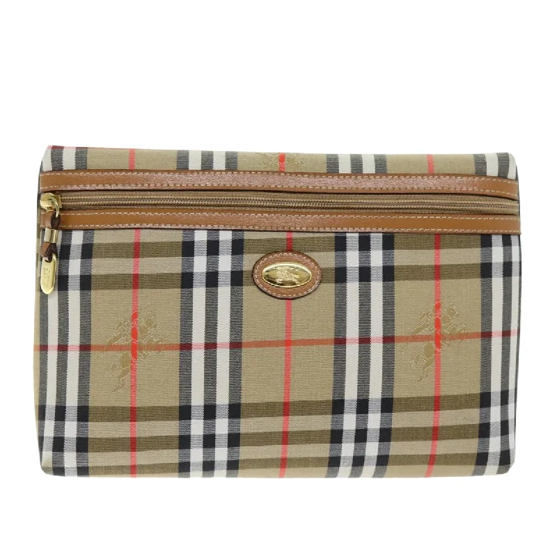 Leather Clutch with Chain Strap in Black for Cocktail PartiesBurberry Nova Check  Canvas Clutch Bag (Pre-Owned)