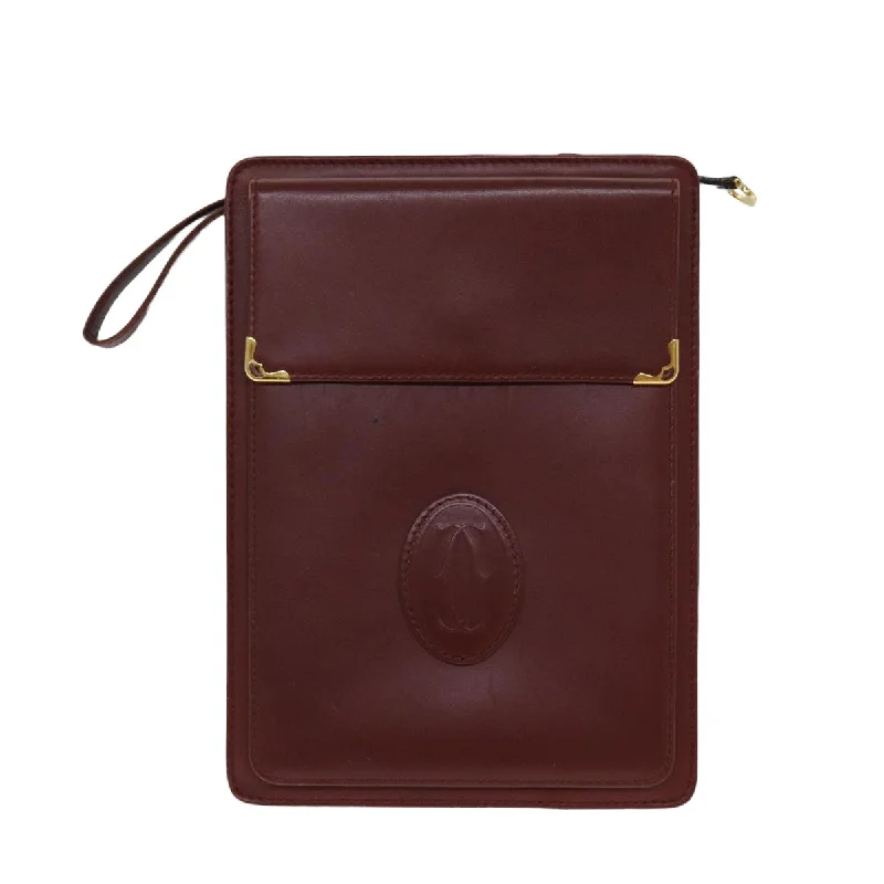 Lace - Trimmed Satin Clutch in Ivory for Garden WeddingsCartier Must De Cartier  Leather Clutch Bag (Pre-Owned)