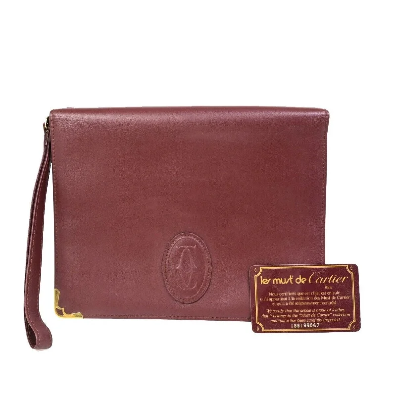 Women's Faux Fur Clutch in White for Winter BallsCartier Must De Cartier  Leather Clutch Bag (Pre-Owned)