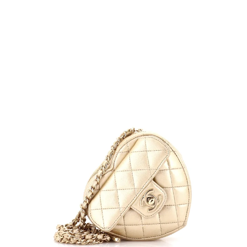 Large Sequin Clutch in Gold for Red - Carpet EventsCC in Love Heart Clutch with Chain Quilted Lambskin