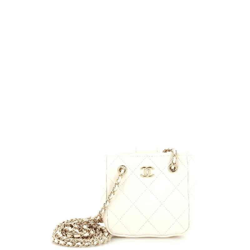 Women's Studded Leather Evening Bag in Black for Rock - n - Roll NightsCC Square Clutch with Chain Quilted Lambskin Mini
