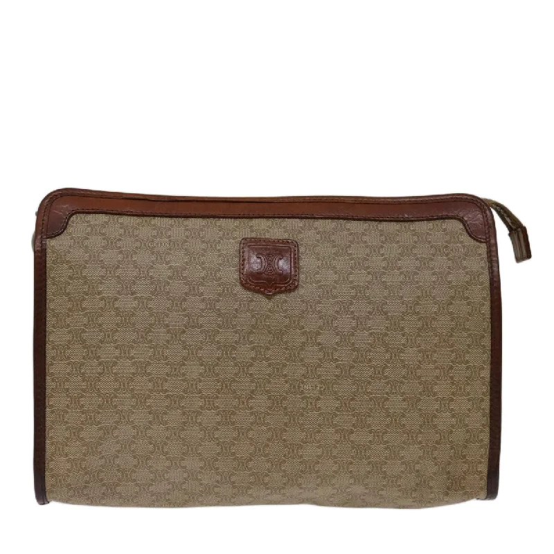 Leather Clutch with Chain Strap in Black for Cocktail PartiesCéline Macadam Clutch Bag  Canvas Clutch Bag (Pre-Owned)