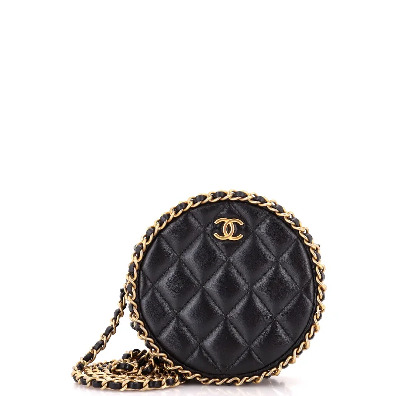 Geometric - Patterned PVC Evening Bag in Multicolor for Trendy Nights OutChain Around Round Clutch with Chain Quilted Lambskin