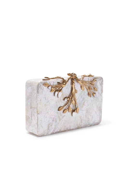 Women's Faux Fur Clutch in White for Winter BallsCHEVAL