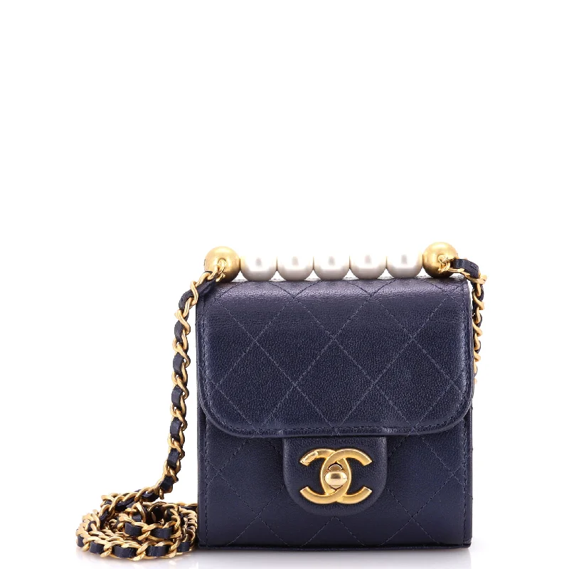 Women's Monogrammed Leather Clutch in Tan for Personalized StyleChic Pearls Flap Clutch with Chain Quilted Goatskin Mini