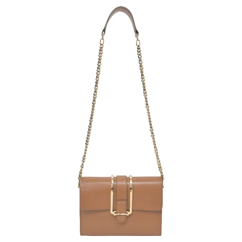 Vegan Leather Shoulder Bag in Gray for Ethical Fashion LoversChloe Small Bronte Flap Bag in Brown Leather