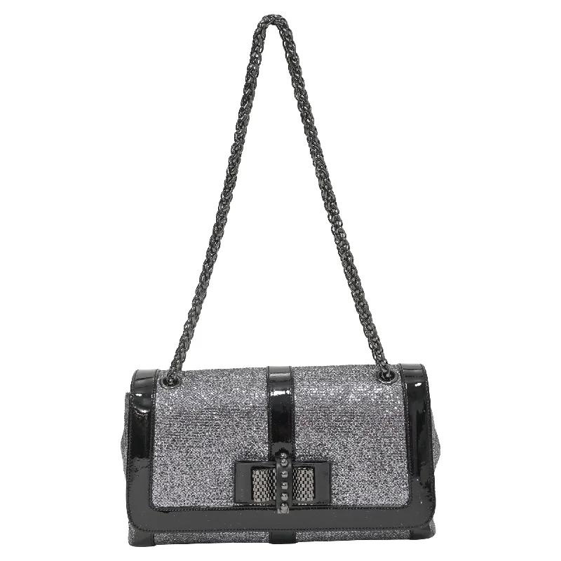 Leather Shoulder Bag with Magnetic Closure in Black for Quick AccessChristian Louboutin Small Sweet Charity Bag in Silver Glitter Leather