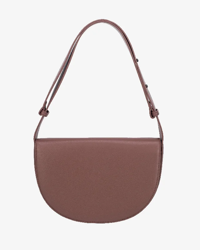 Women's Shoulder Bag with Faux Fur Strap in White for Winter StyleCLIFF SOFT STRUCTURE - Dusty Mauve