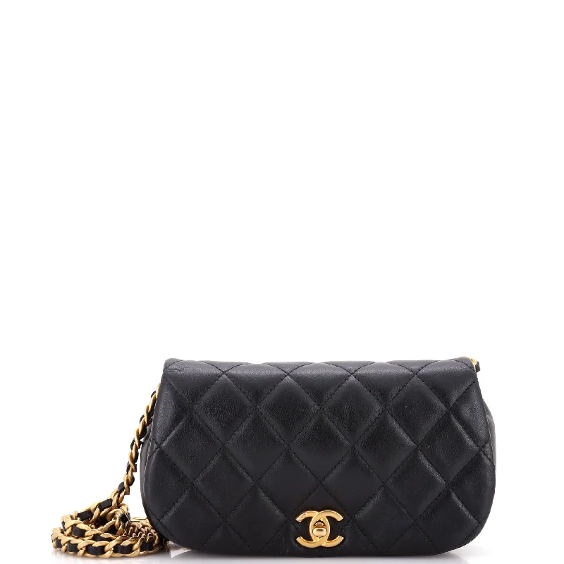 Women's Metallic Leather Clutch in Rose Gold for Valentine's DateCoco Mail Clutch with Chain Quilted Calfskin