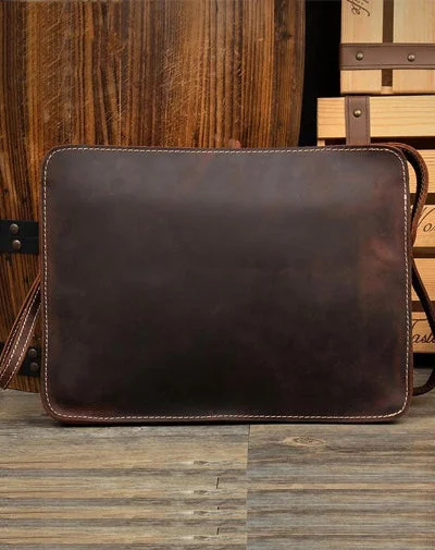 Bejeweled Clutch in Purple for Opera PerformancesCool Dark Brown Leather 11 inches Mens Courier Bag Casual Messenger Bags Clutch Postman Bags for Men