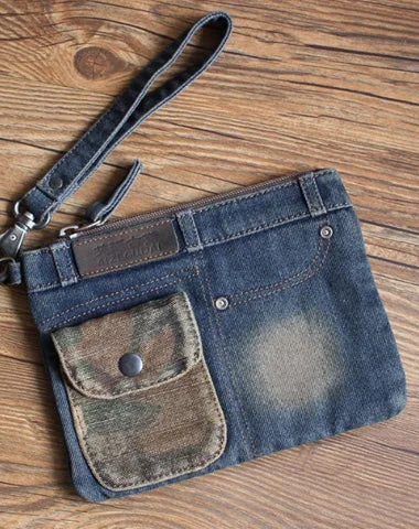 Women's Faux Fur Clutch in White for Winter BallsCool Denim Blue Mens Envelope Bag Clutch Jean Wristlet Bag Hand Bag For Men