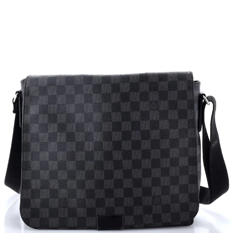 Women's Crossbody Bag with Multiple Compartments in Gray for Organized Daily UseDistrict Messenger Bag Damier Graphite MM