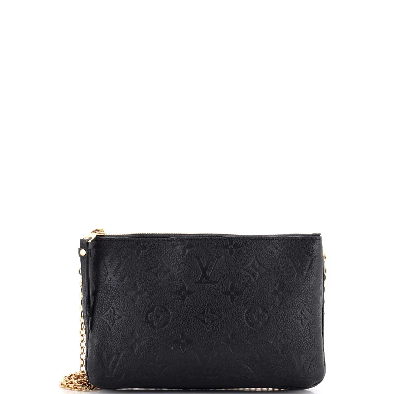 Women's Metallic Leather Clutch in Rose Gold for Valentine's DateDouble Zip Pochette Monogram Empreinte Leather