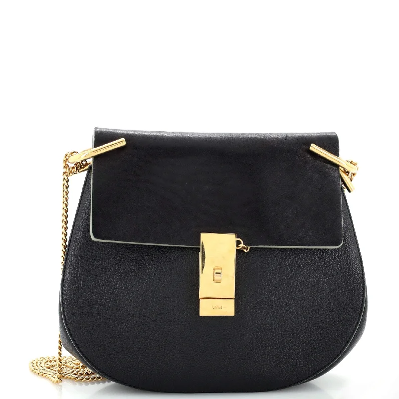Women's Small Leather Crossbody Bag in Black with Gold Hardware for Evening PartiesDrew Crossbody Bag Leather Small