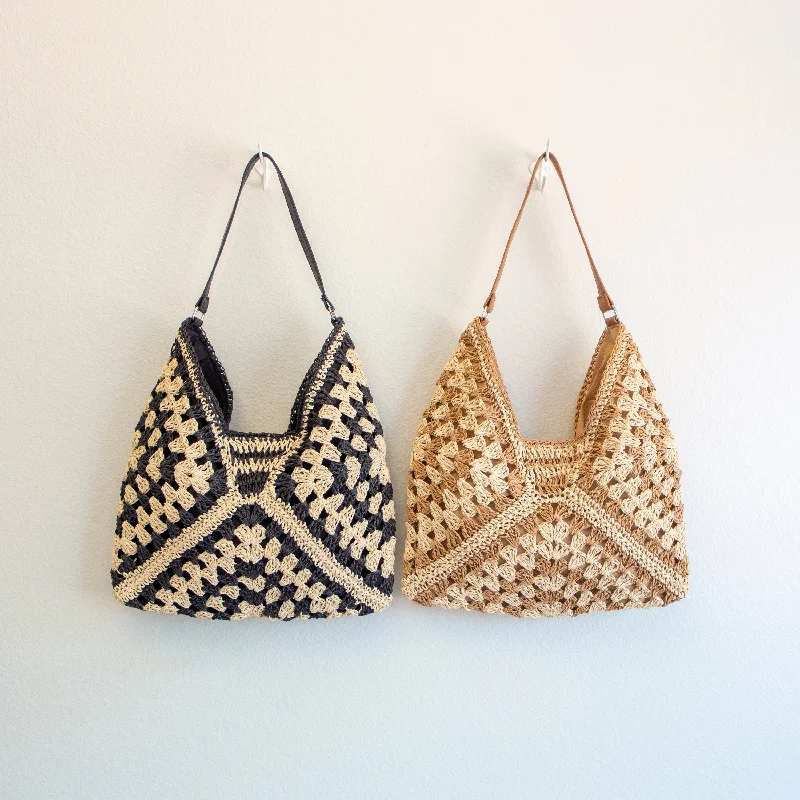 Canvas and Leather Combo Shoulder Bag in Tan for a Rustic LookElena Handbags Straw Woven Fashion Shoulder Bag