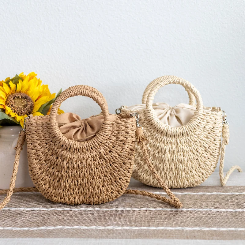 Embroidered Denim Shoulder Bag in Blue for a Vintage VibeElena Handbags Summer Straw Basket Bag
