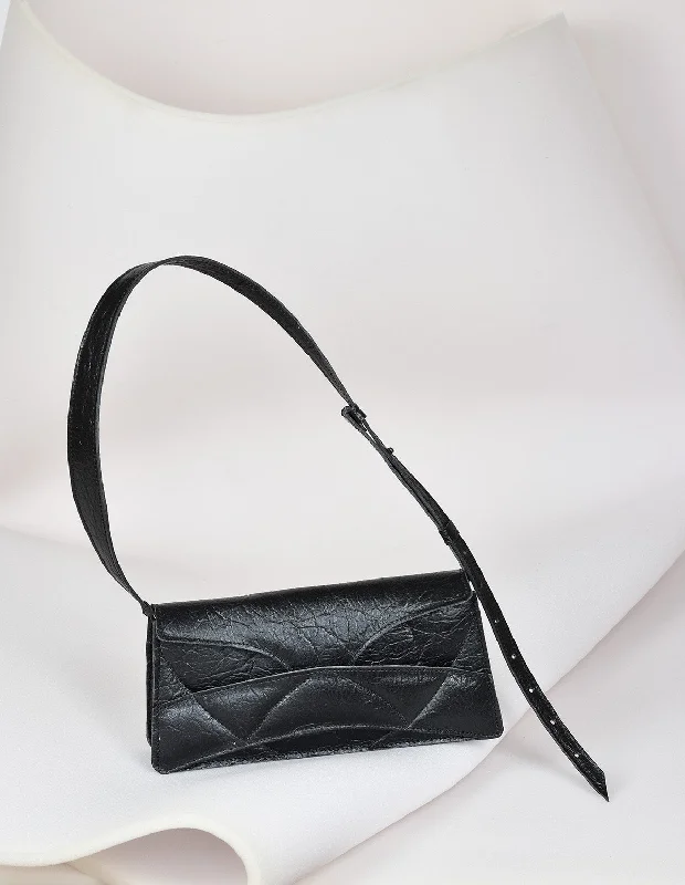 Women's Canvas Shoulder Bag in Navy with Striped Pattern for Beach TripsThe Enigmatic Heart Bag - Vegan / Leather
