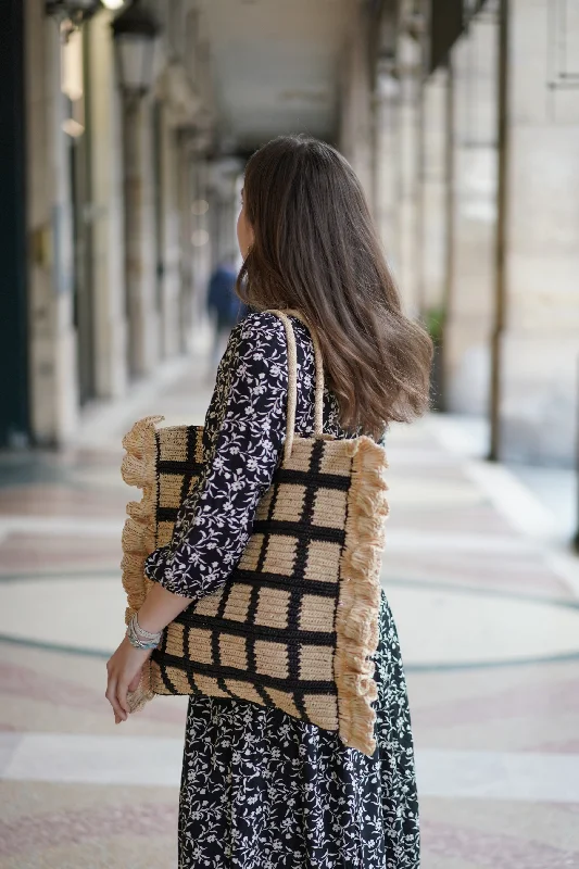 Women's Canvas Shoulder Bag in Navy with Striped Pattern for Beach TripsEVA CARREAUX Bag