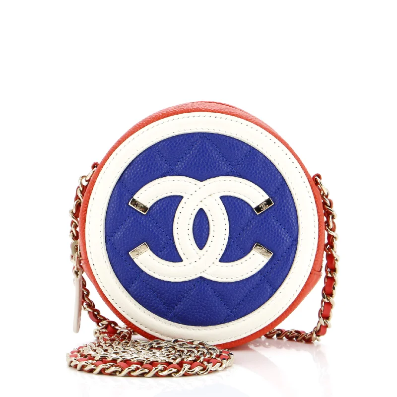 Women's Metallic Leather Clutch in Rose Gold for Valentine's DateFiligree Round Clutch with Chain Quilted Caviar Mini