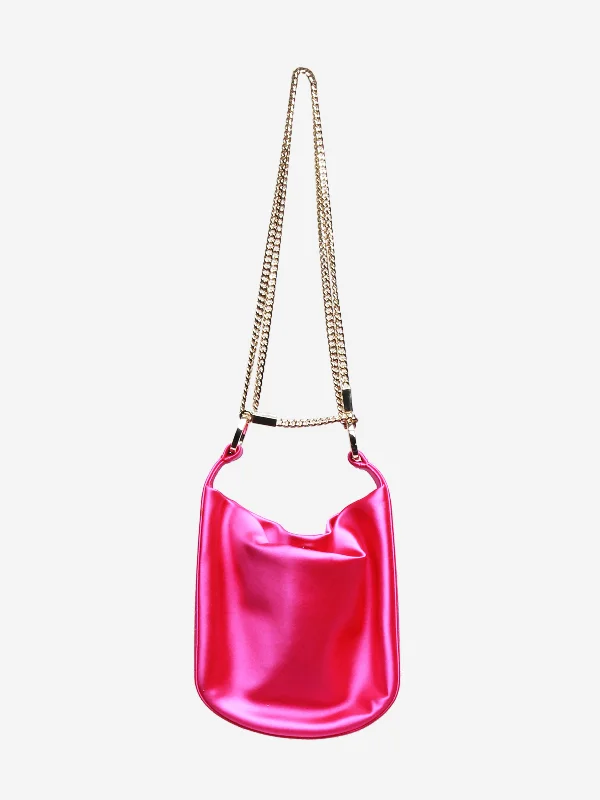 Women's Waterproof Nylon Shoulder Bag in Green for HikingFuschia satin bracelet bag