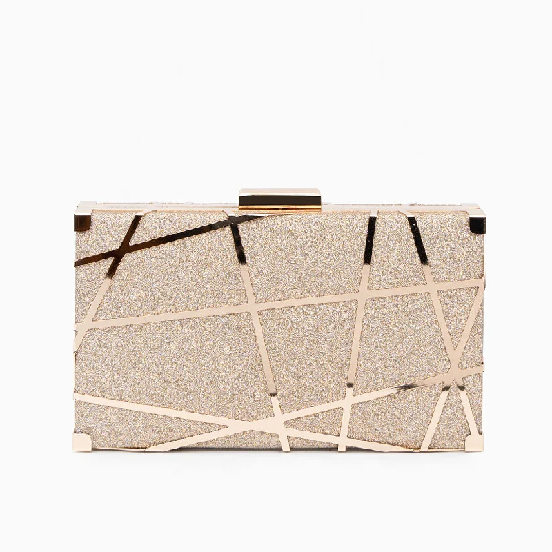 Quilted Leather Evening Bag in Gray for Sophisticated EventsGeometric Clutch Bag