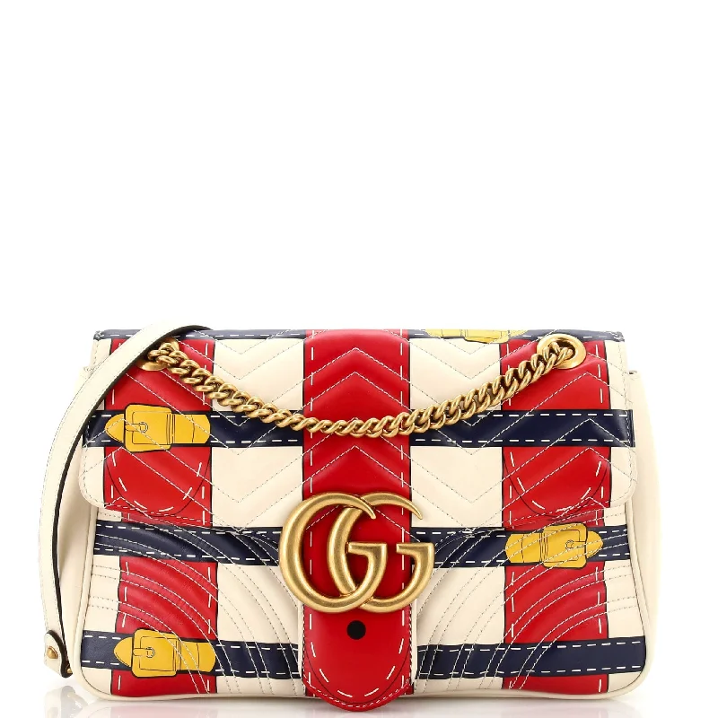 Straw Crossbody Bag in Natural Color for Beach Vacations and Summer DaysGG Marmont Flap Bag Trompe L'Oeil Matelasse Leather Medium