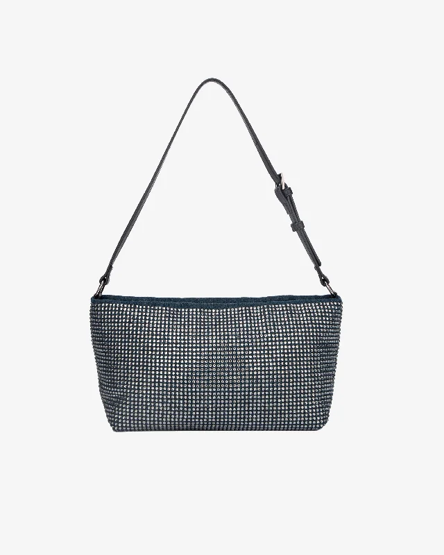 Leather Shoulder Bag with Magnetic Closure in Black for Quick AccessGIL DENIM EMBELLISHED - Blue Ink