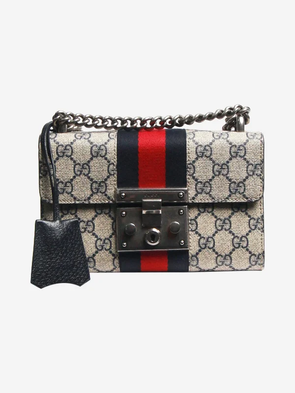 Shoulder Bag with Chain Strap in Silver for a Trendy AppearanceNeutral small GG Padlock bag