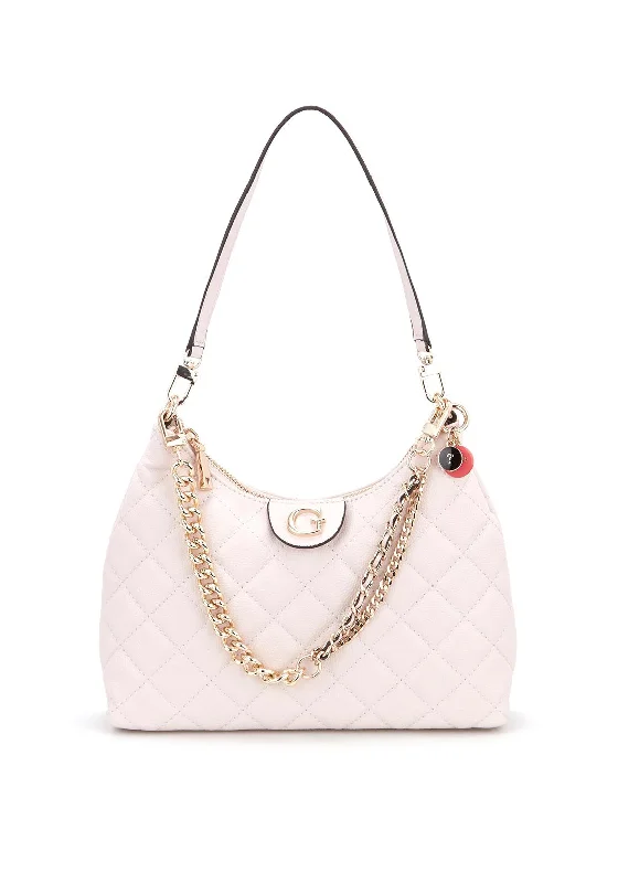 Leather Shoulder Bag with Magnetic Closure in Black for Quick AccessGuess Gillian Quilted Hobo Bag, Pink