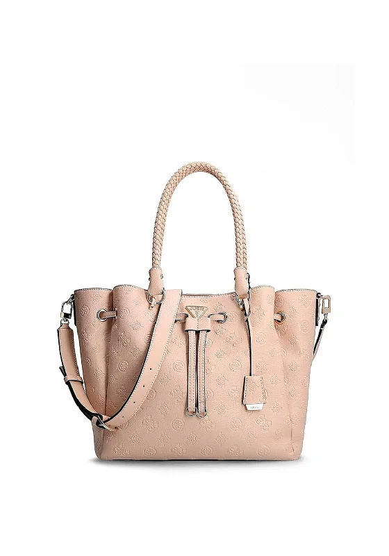 Vegan Leather Shoulder Bag in Gray for Ethical Fashion LoversGuess Helaina 4g Peony Logo Large Shopper, Light Pink