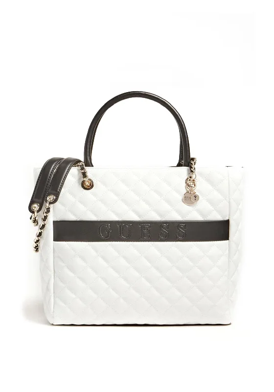 Pvc Shoulder Bag in Clear with Glitter for a Fun and Modern LookGuess Illy Large Quilted Shopper Bag, White & Black