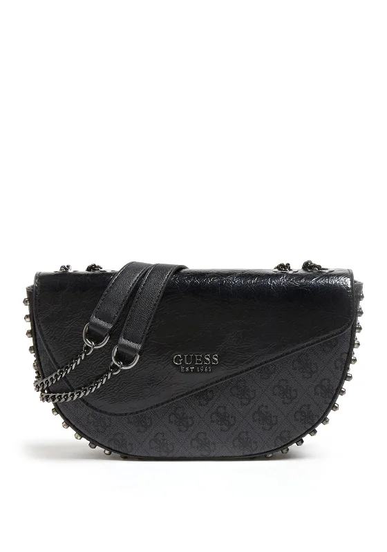 Women's Waterproof Nylon Shoulder Bag in Green for HikingGuess Logo Vision Studded Shoulder Bag, Black