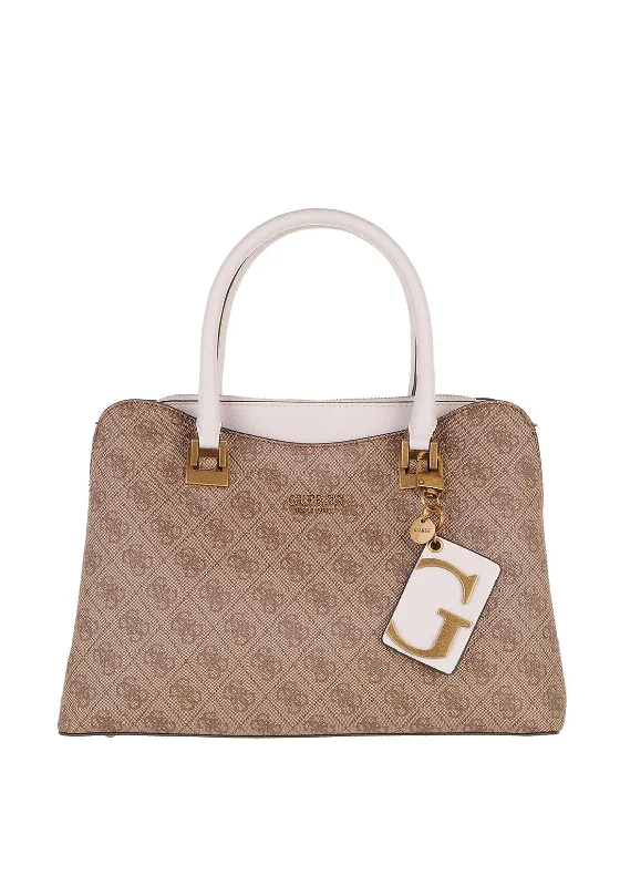 Pvc Shoulder Bag in Clear with Glitter for a Fun and Modern LookGuess Mika Medium 4G Logo Satchel, Latte & Stone