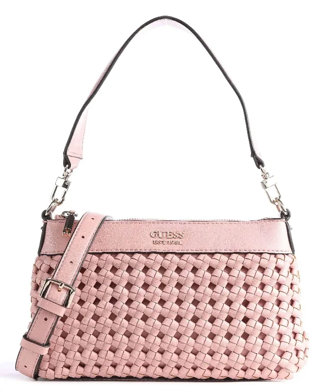 Metallic Shoulder Bag in Gold for Special OccasionsGuess Sicilia Woven Shoulder Bag. Pink