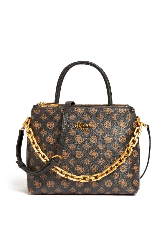 Vegan Leather Shoulder Bag in Gray for Ethical Fashion LoversGuess Turin 4G Peony Logo Satchel Bag, Black & Brown Multi