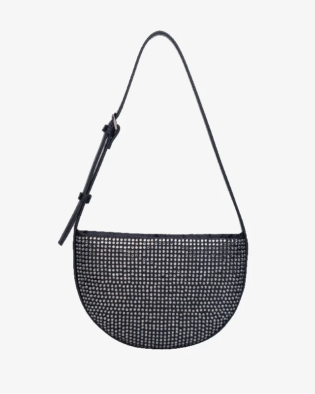 Women's Shoulder Bag with Zippered Pockets in Orange for SafetyHALO EMBELLISHED - Black