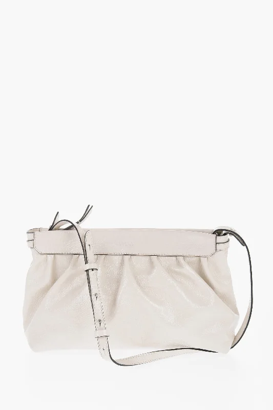Women's Metallic Leather Clutch in Rose Gold for Valentine's DateIsabel Marant Patent Leather Luz Clutch With Removable Shoulder Strap